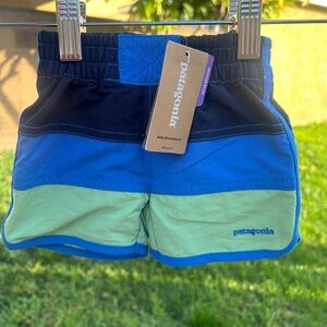Patagonia Kids' Navy and Lime Shorts